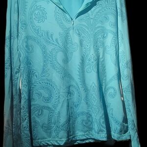 Eddie Bauer Teal Paisley Pullover 1/4 Zip